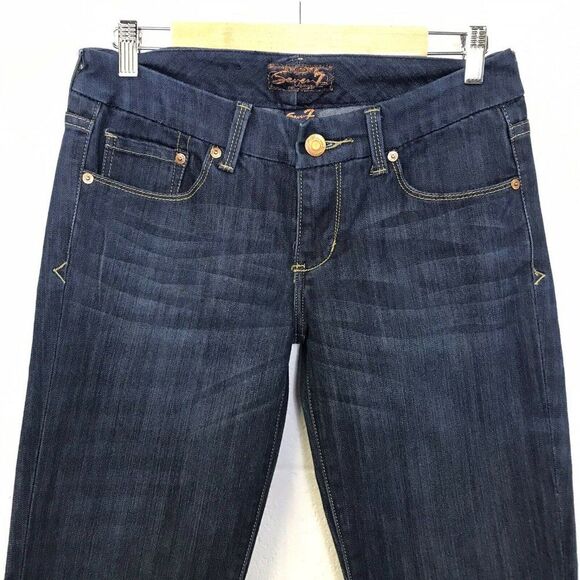 Seven7 Jeans Women's Bootcut Dark Wash Low Rise Jeweled Pocket Sz 28 See Sizing - Picture 3 of 11